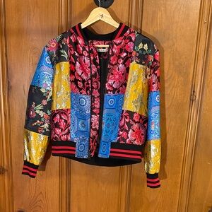 Alice + Olivia Multicolor Floral Bomber Jacket